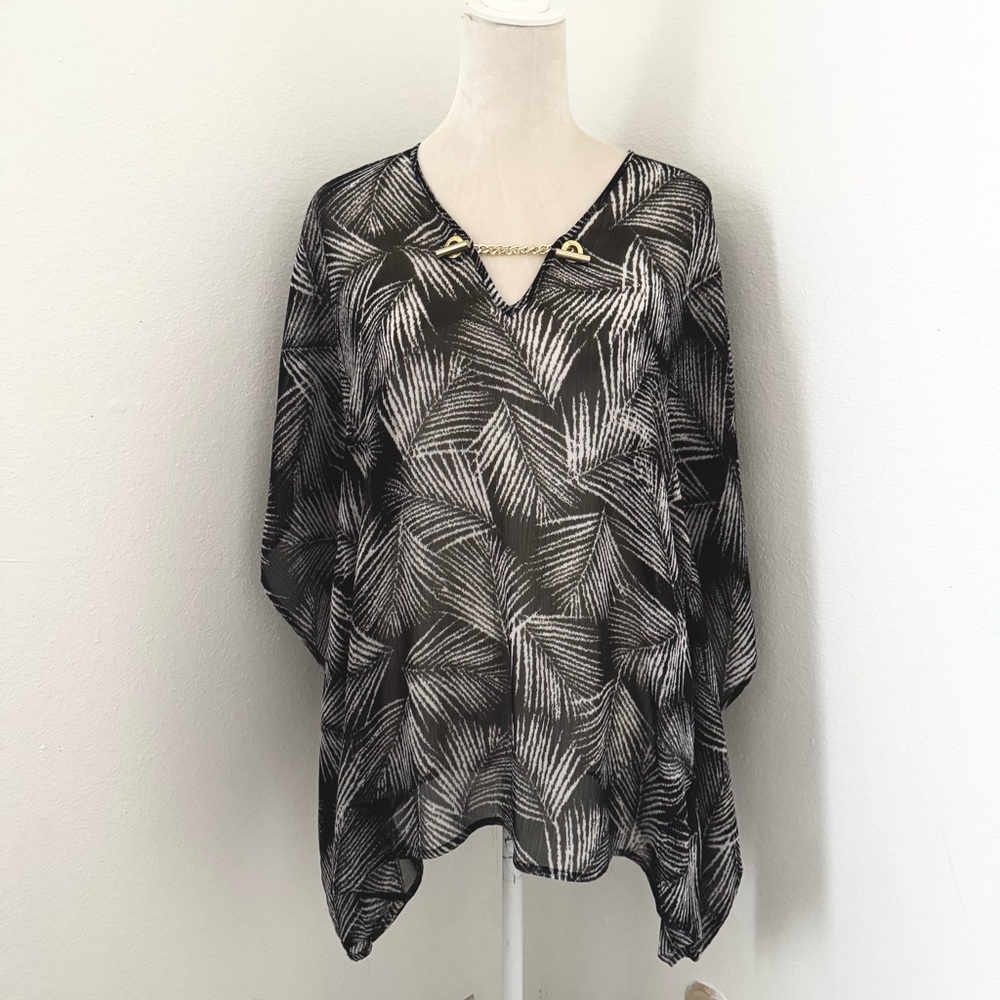 Michael Kors black white printed cover up